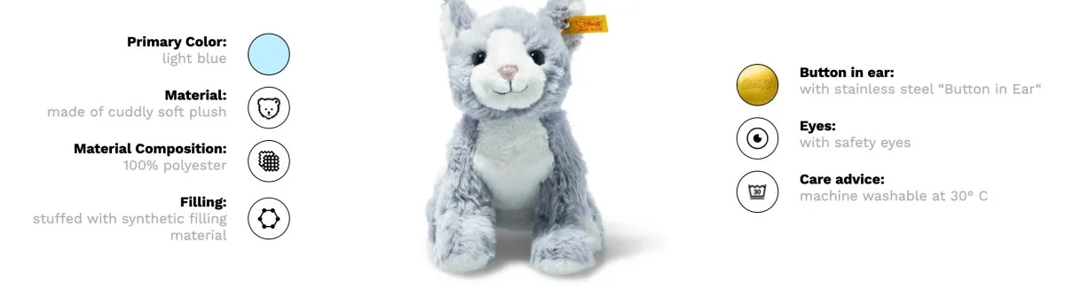 Steiff: Soft Cuddly Friends Cassie Cat - Blue