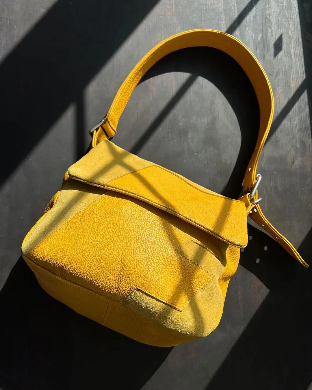 Suede Shoulder Bag - Mustard