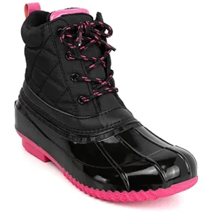 Sugar Womens Duck Boots - Waterproof Shell Insulated Snow Boot-Skippy-Black/Hot Pink-8