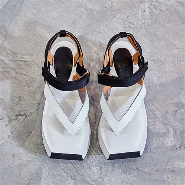 Summer Women Casual Sandals Female 6CM Platform Creepers Flip Flops Flat Beach Shoes Woman Gladiator Wedges Plus Size