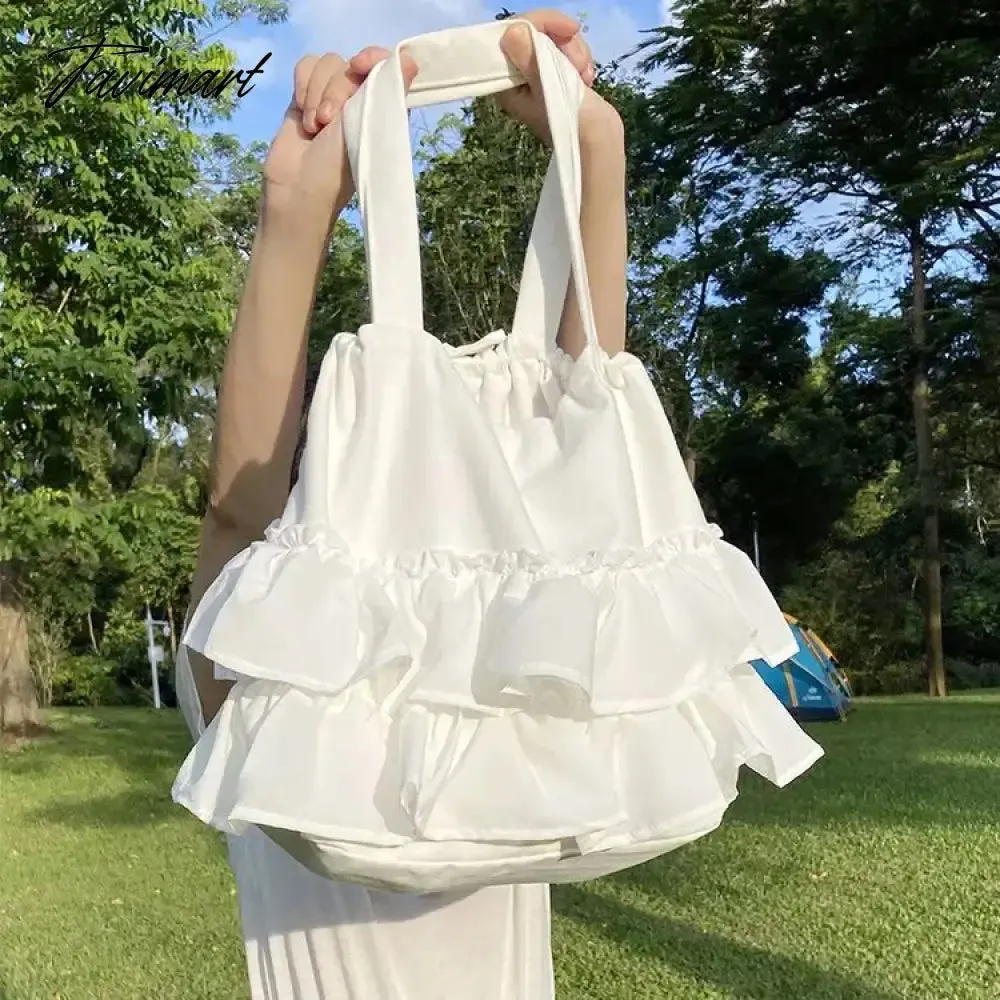 TAVIMART  -  Korean Sweet Y2k Aesthetic Women Handbags Fairy Solid Ruffles Pleated Underarm Bag Fashion Elegant Chic Shoulder Bags All Match