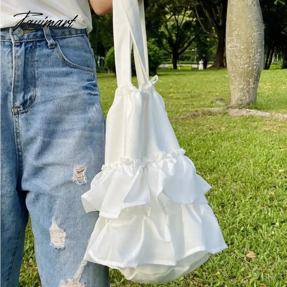 TAVIMART  -  Korean Sweet Y2k Aesthetic Women Handbags Fairy Solid Ruffles Pleated Underarm Bag Fashion Elegant Chic Shoulder Bags All Match