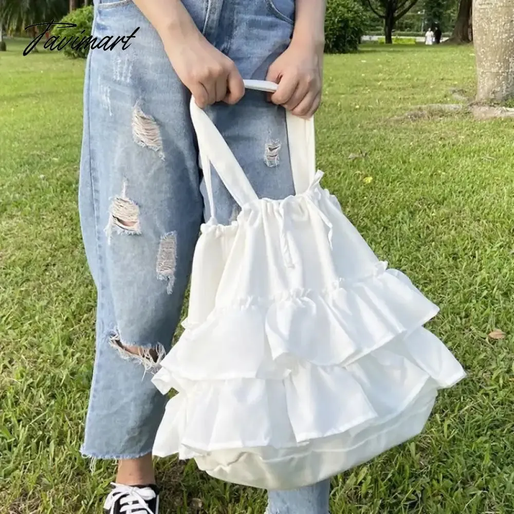 TAVIMART  -  Korean Sweet Y2k Aesthetic Women Handbags Fairy Solid Ruffles Pleated Underarm Bag Fashion Elegant Chic Shoulder Bags All Match