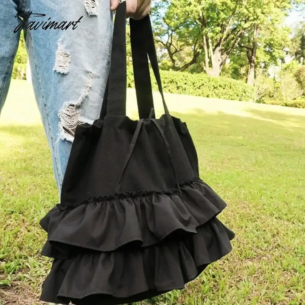 TAVIMART  -  Korean Sweet Y2k Aesthetic Women Handbags Fairy Solid Ruffles Pleated Underarm Bag Fashion Elegant Chic Shoulder Bags All Match