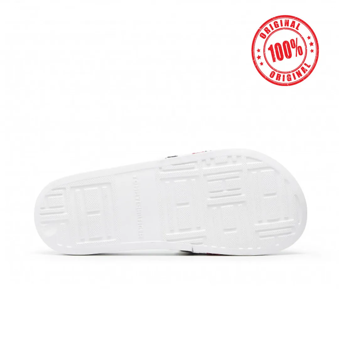 TH Tommy knitted slides with flag logo in white