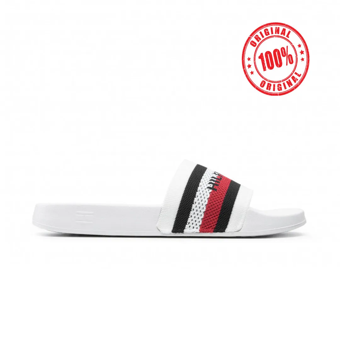 TH Tommy knitted slides with flag logo in white