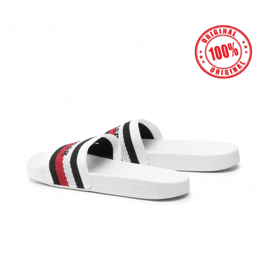 TH Tommy knitted slides with flag logo in white