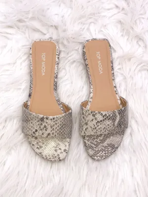 Tori Snake Skin Flat Sandal