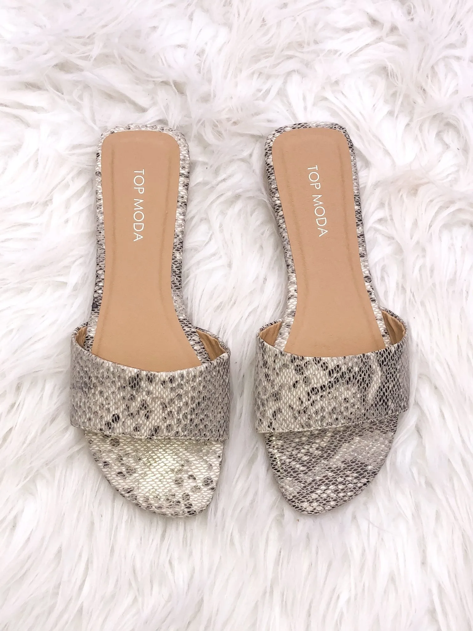 Tori Snake Skin Flat Sandal