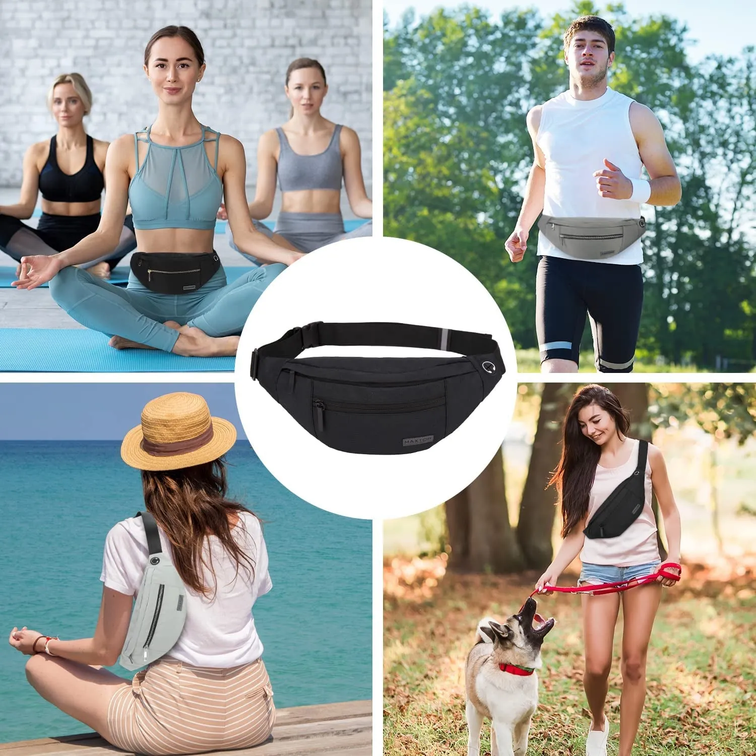 Travel Wallet Crossbody Fanny Pack with 4 - Zipper Pockets