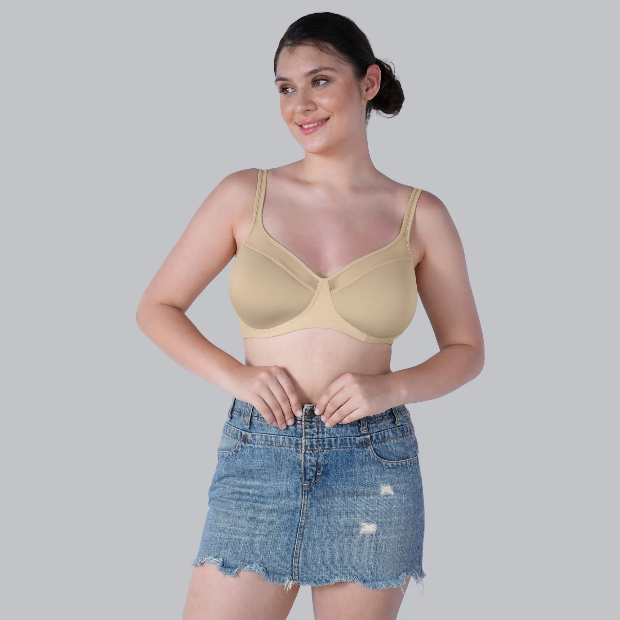 Ultra-Lightly Padded Non Wired Full Coverage Bra with Spacer Cups