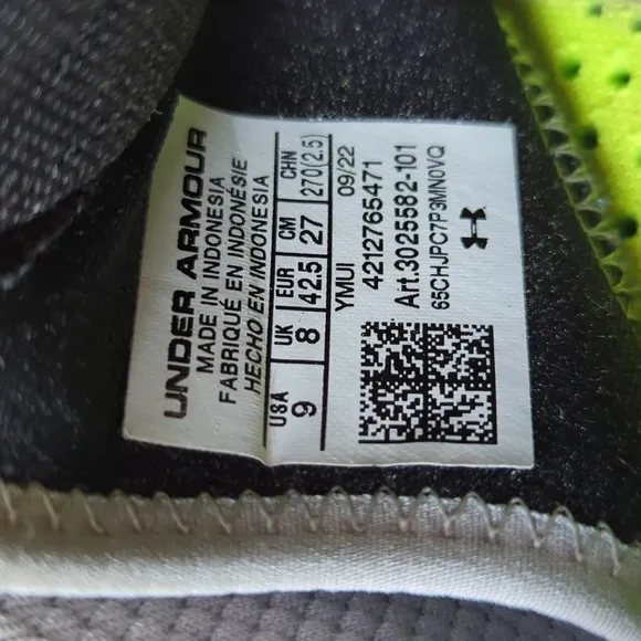 Under Armour Harper 7 Low ST Baseball Cleats 9 Gray White