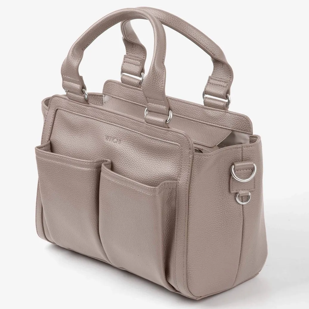 Vanchi Amelia Convertible Nappy Bag/ Pram Caddy - Stone