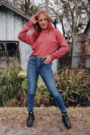 Vanessa Cross Back Long Sleeve Top - Mauve