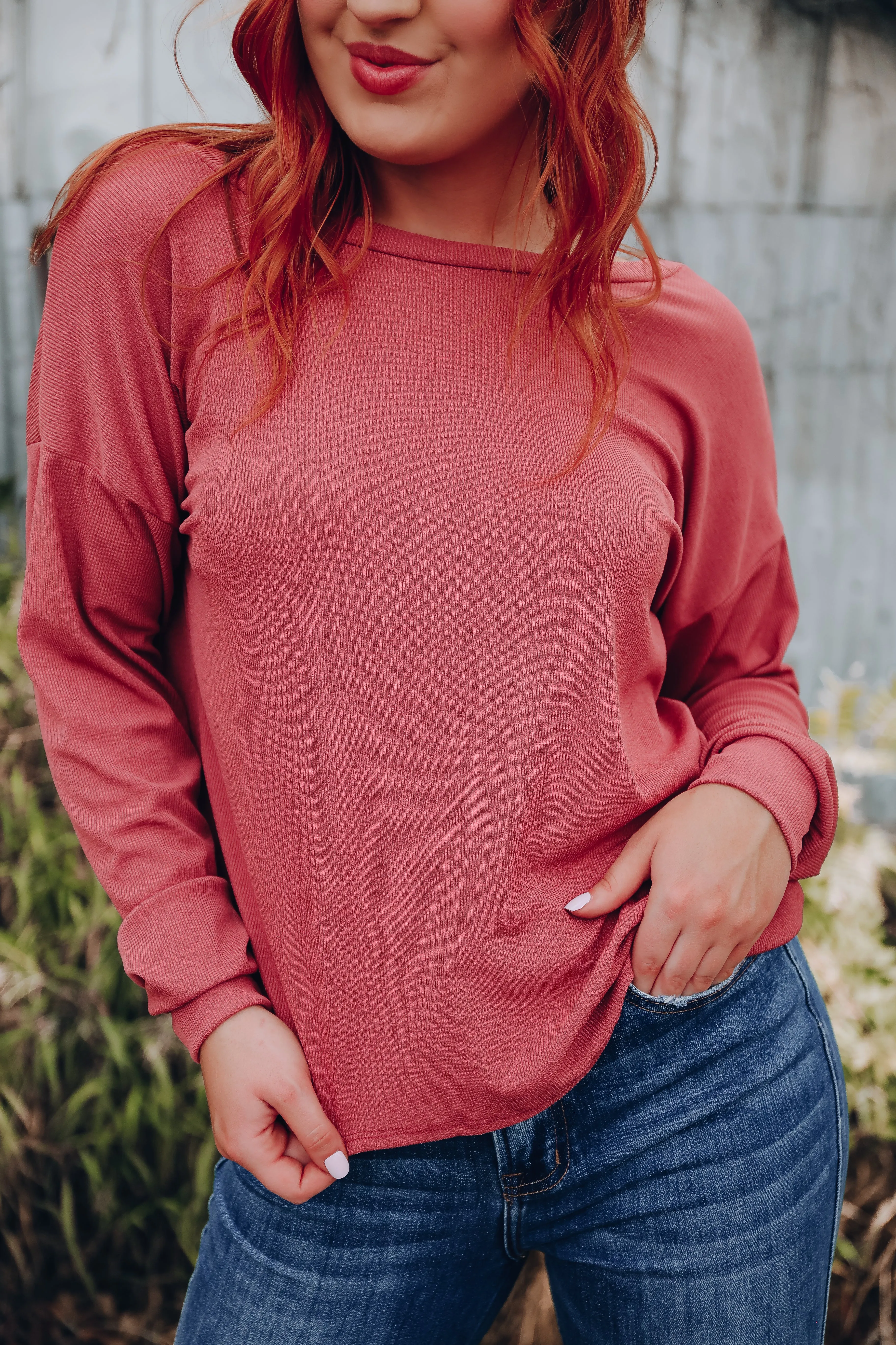 Vanessa Cross Back Long Sleeve Top - Mauve