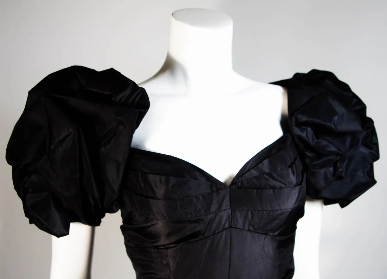 VICKY TIEL Black Sequin Lace Silk Cocktail Dress Size Small