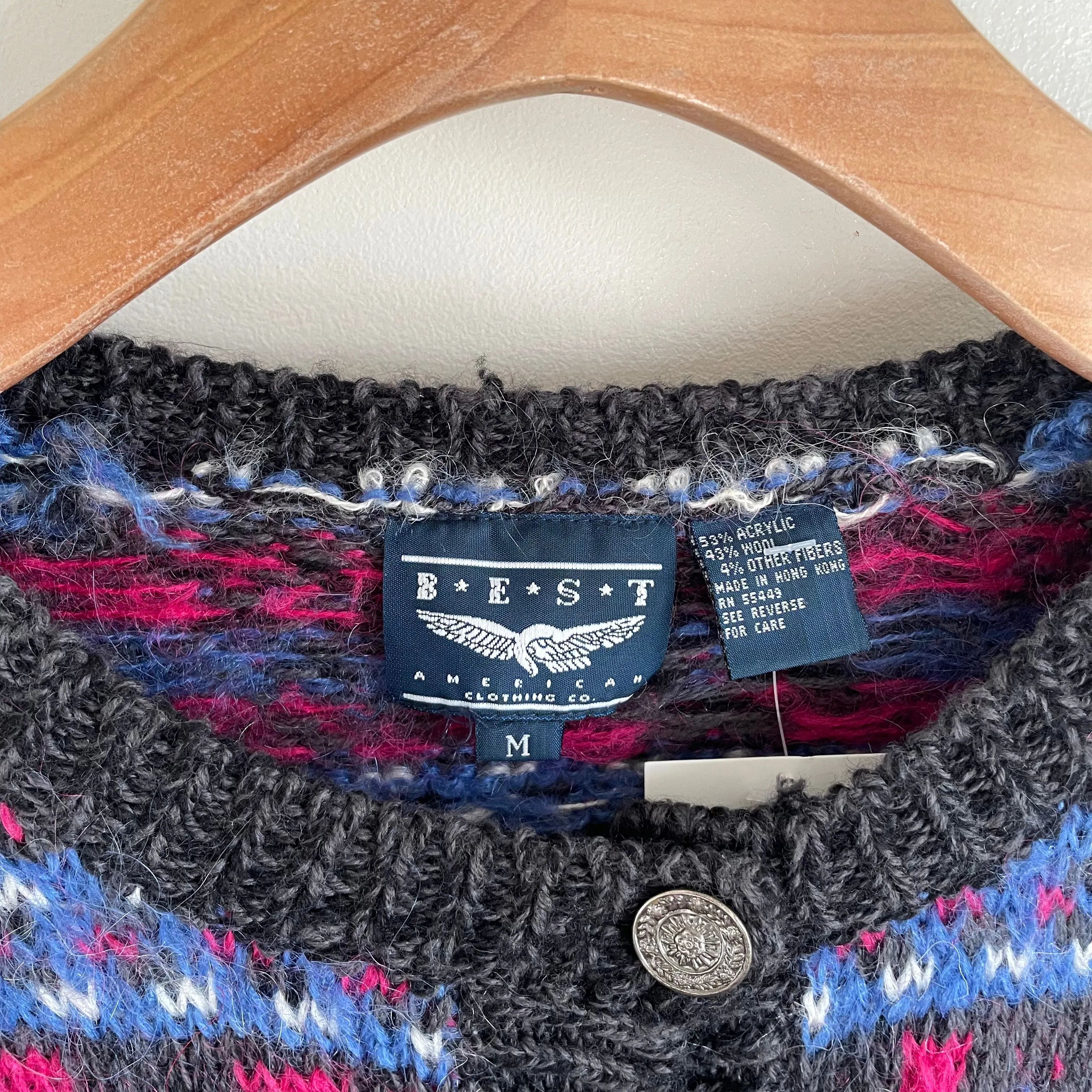 Vintage 1990s Mohair Wool Button Front Sweater // Size Medium