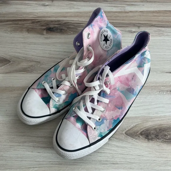 Vintage 2015 Converse All Star High Tops Pastel Lavender Tie Dye Sneakers