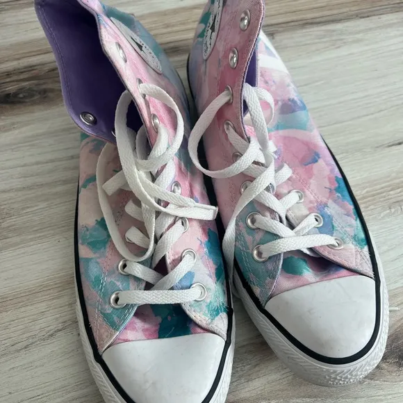 Vintage 2015 Converse All Star High Tops Pastel Lavender Tie Dye Sneakers