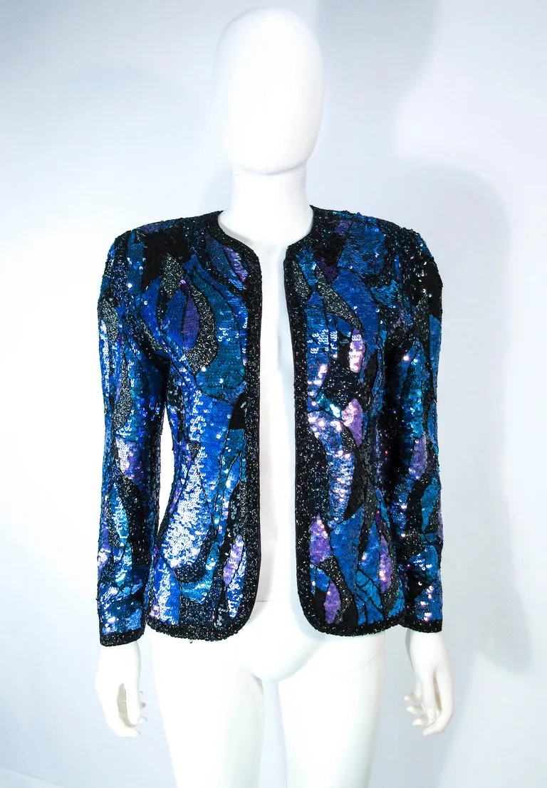VINTAGE Abstract Sequin Vintage Jacket with Beaded Trim