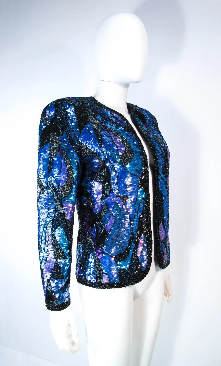 VINTAGE Abstract Sequin Vintage Jacket with Beaded Trim