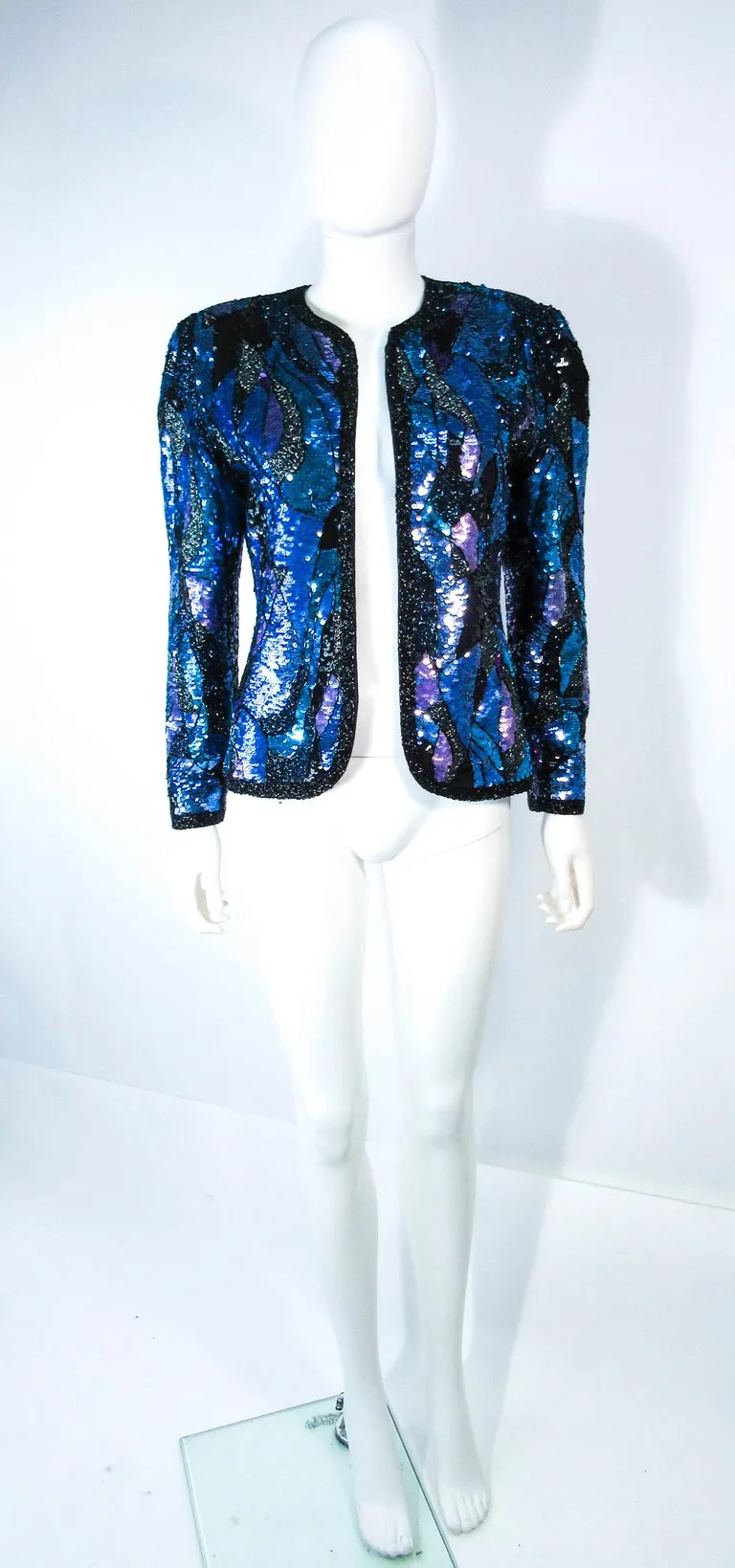 VINTAGE Abstract Sequin Vintage Jacket with Beaded Trim