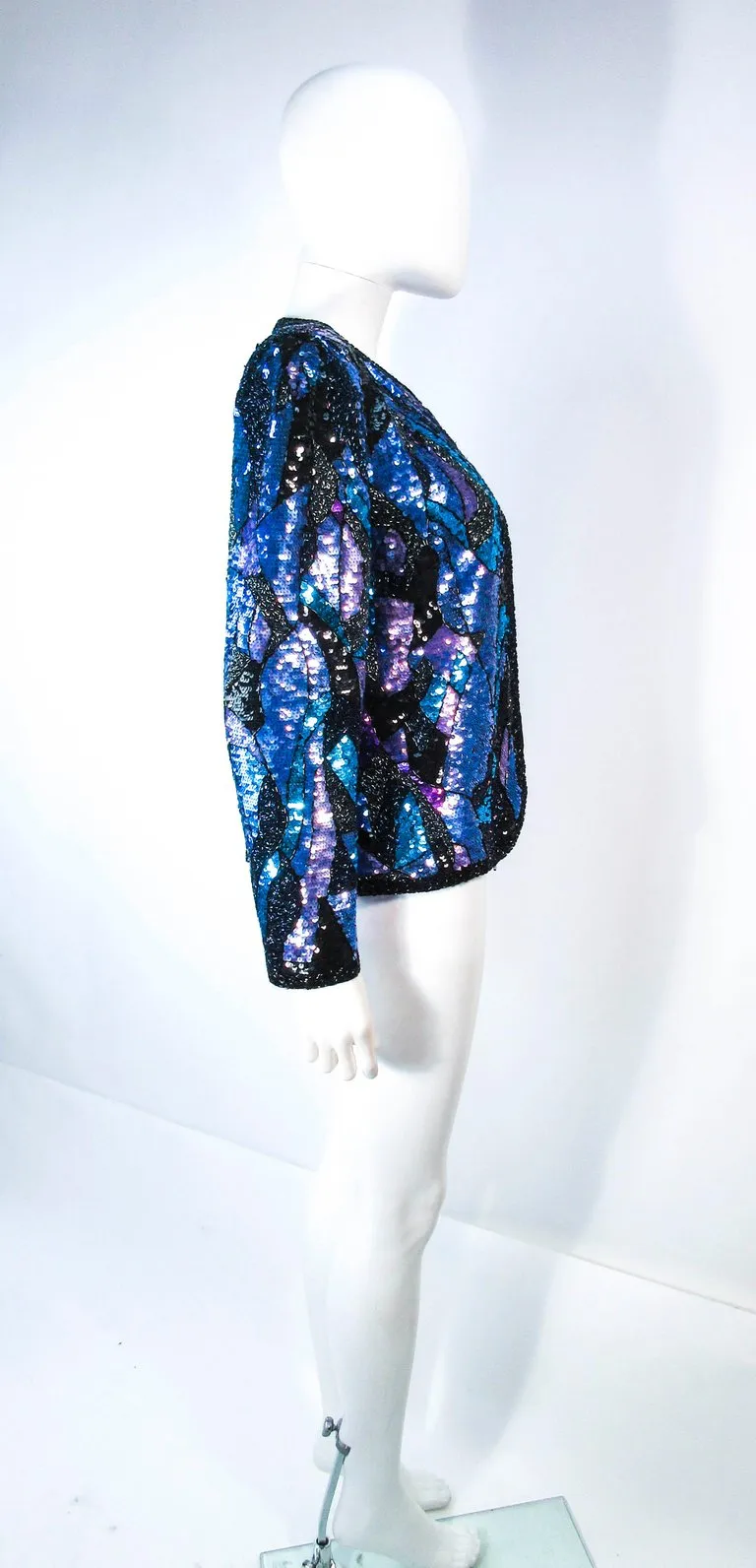 VINTAGE Abstract Sequin Vintage Jacket with Beaded Trim