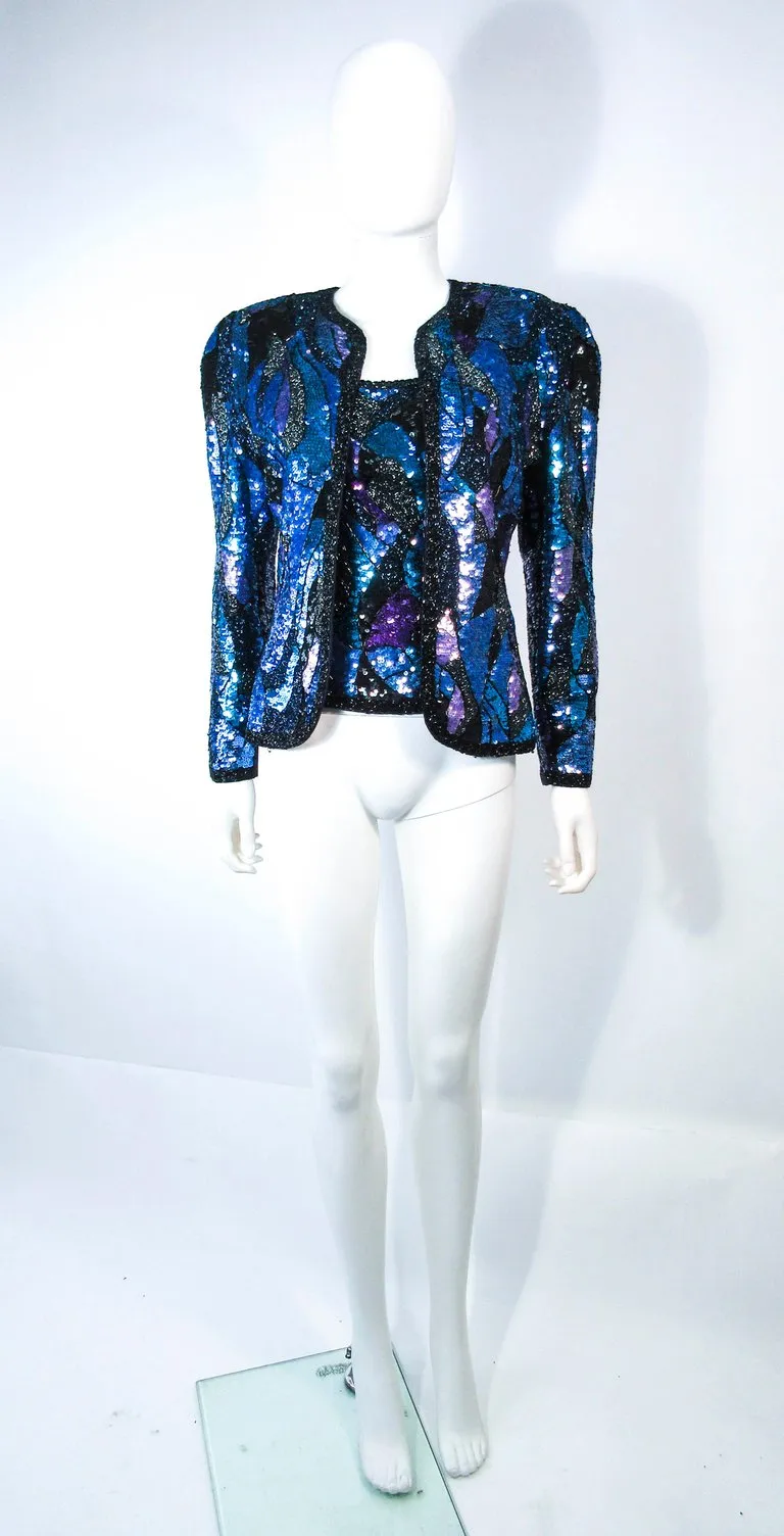 VINTAGE Abstract Sequin Vintage Jacket with Beaded Trim