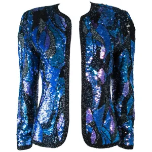 VINTAGE Abstract Sequin Vintage Jacket with Beaded Trim