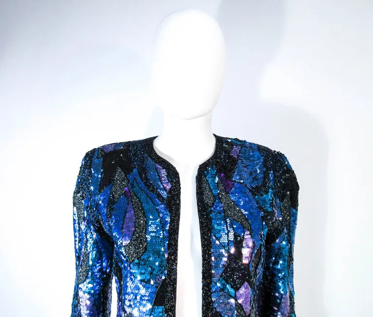 VINTAGE Abstract Sequin Vintage Jacket with Beaded Trim