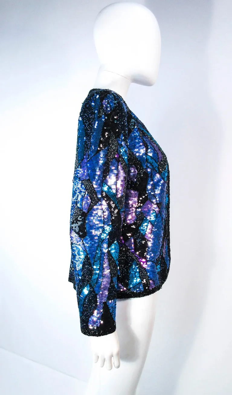 VINTAGE Abstract Sequin Vintage Jacket with Beaded Trim