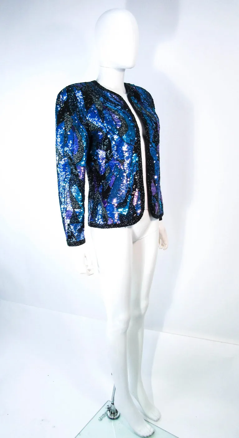 VINTAGE Abstract Sequin Vintage Jacket with Beaded Trim