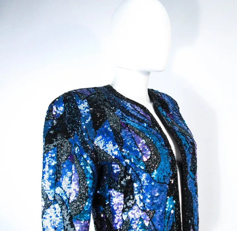 VINTAGE Abstract Sequin Vintage Jacket with Beaded Trim
