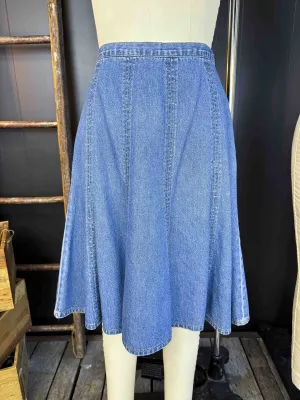 Vintage Bonjour Denim Midi Skirt - Size S