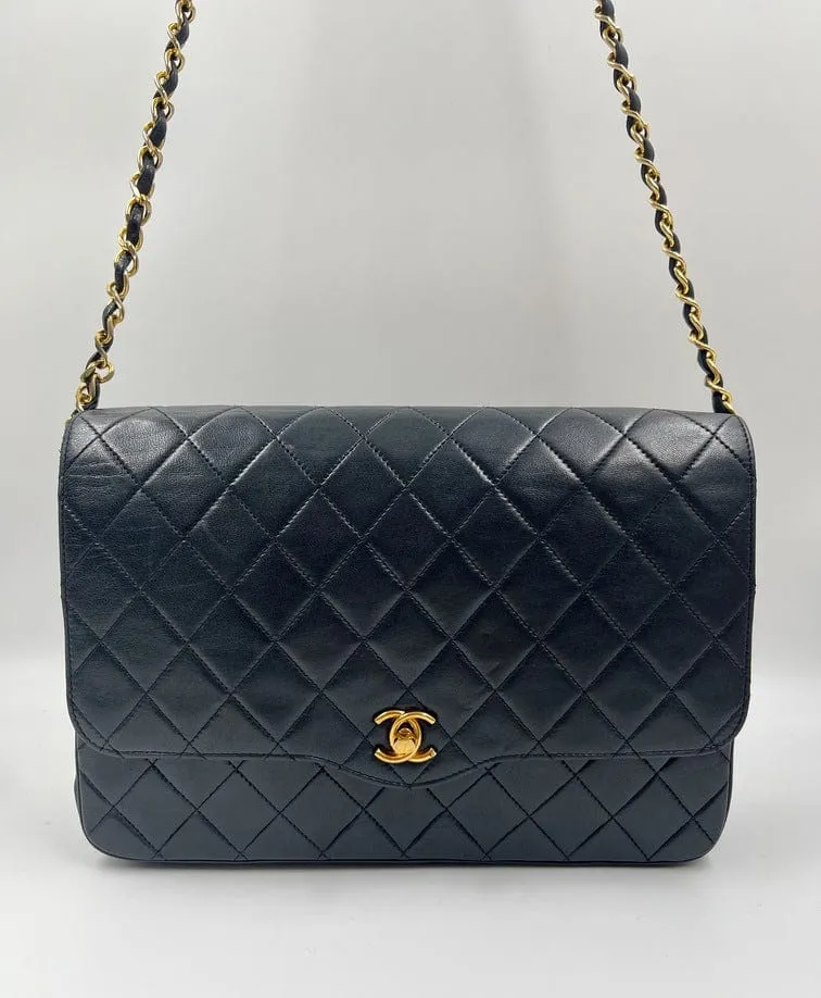 Vintage Chanel Black Single Flap Bag