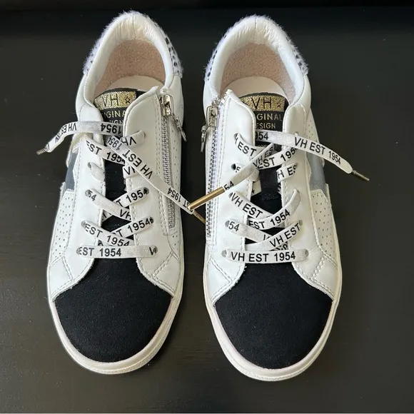 Vintage Havana Gadol Lace Up Black, White, Cheetah Mix Star Kids Sneakers Size 3