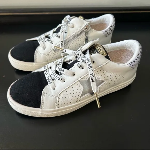 Vintage Havana Gadol Lace Up Black, White, Cheetah Mix Star Kids Sneakers Size 3