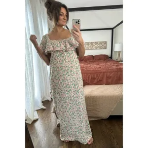 Vintage I.magnin Betsy Bloomingdale Size 12 Cotton Blend Floral House Dress Mumu
