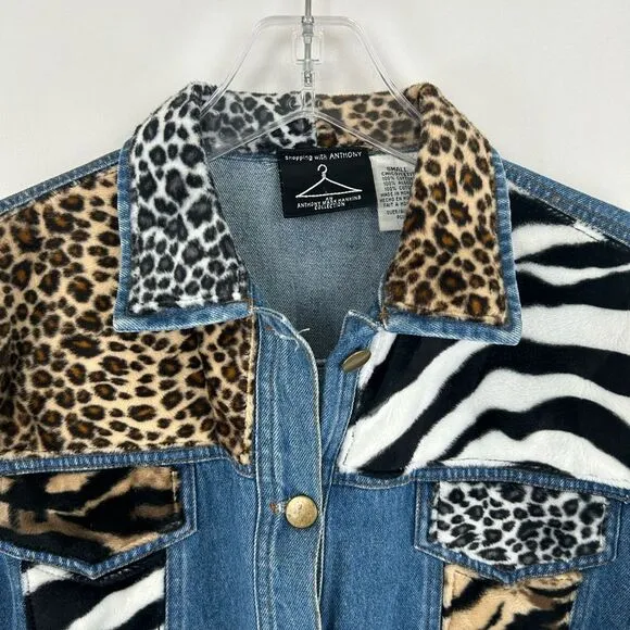 Vintage Y2K Anthony Mark Hankins Patchwork Denim Jacket with Faux Fur