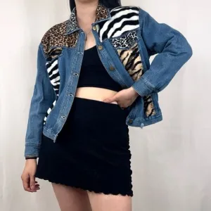 Vintage Y2K Anthony Mark Hankins Patchwork Denim Jacket with Faux Fur