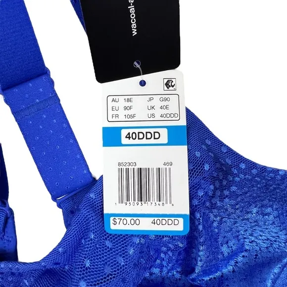 Wacoal Back Appeal Wire-Free Bra Radiant Blue - Size 40DDD