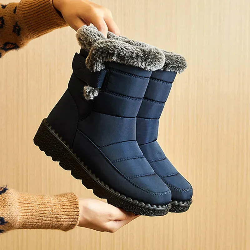 Waterproof Winter Boots for Women Faux Fur Plush Snow Boots Ankle Platform Boots Warm Fur Lining Winter Boots