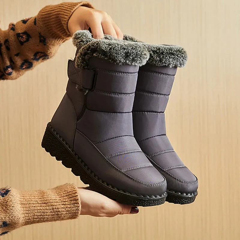 Waterproof Winter Boots for Women Faux Fur Plush Snow Boots Ankle Platform Boots Warm Fur Lining Winter Boots