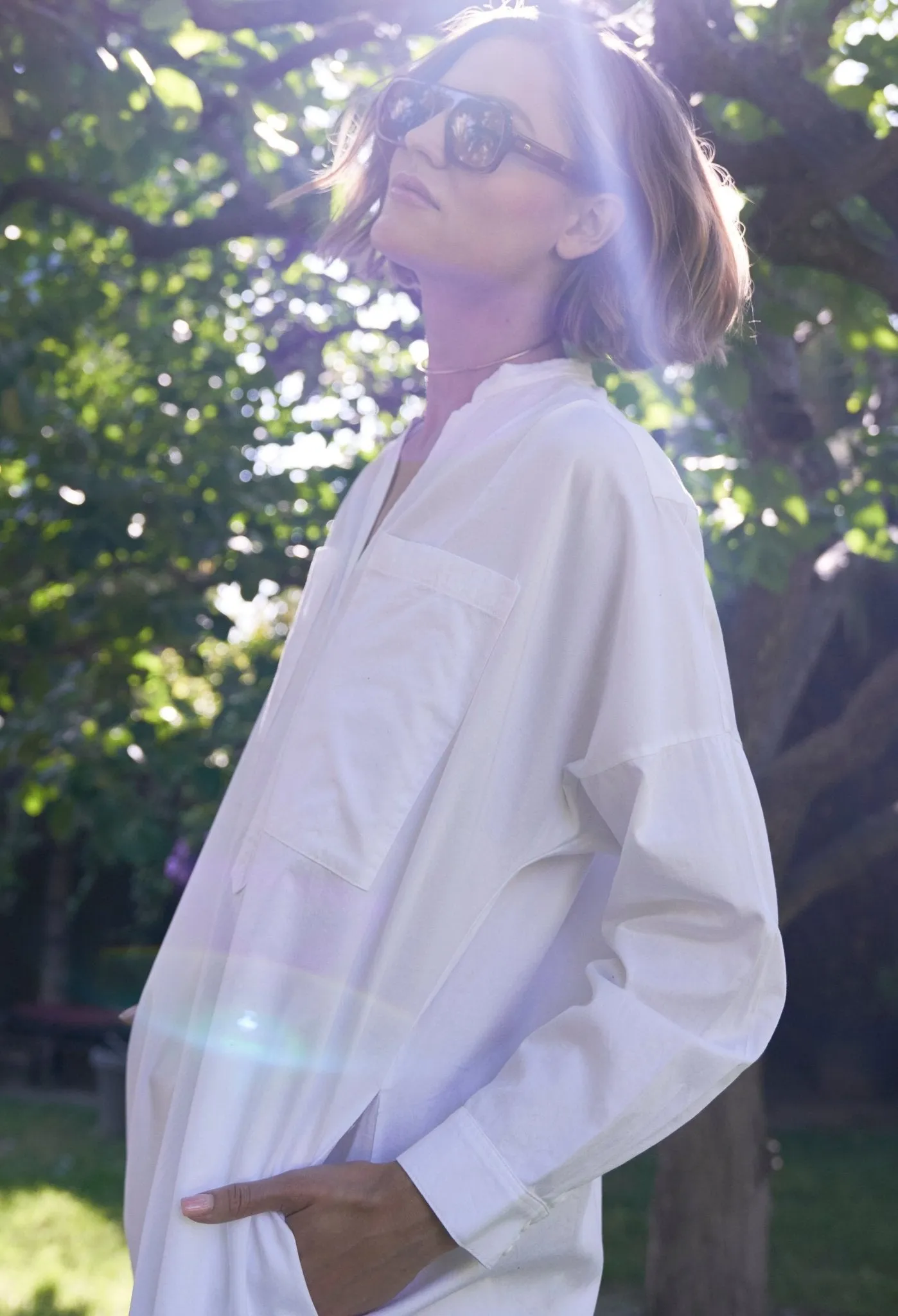 White Pocket Midi Tunic Dress - Sale
