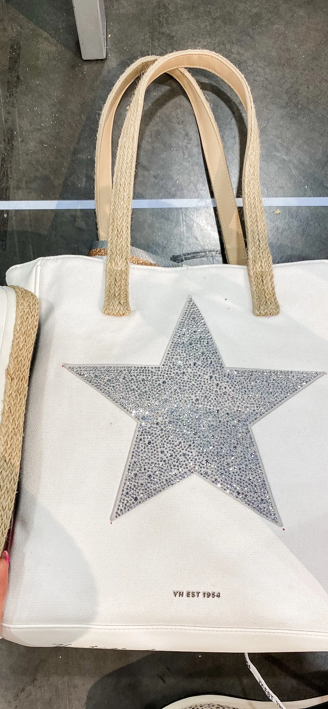White/Camel Wicker Look Bag
