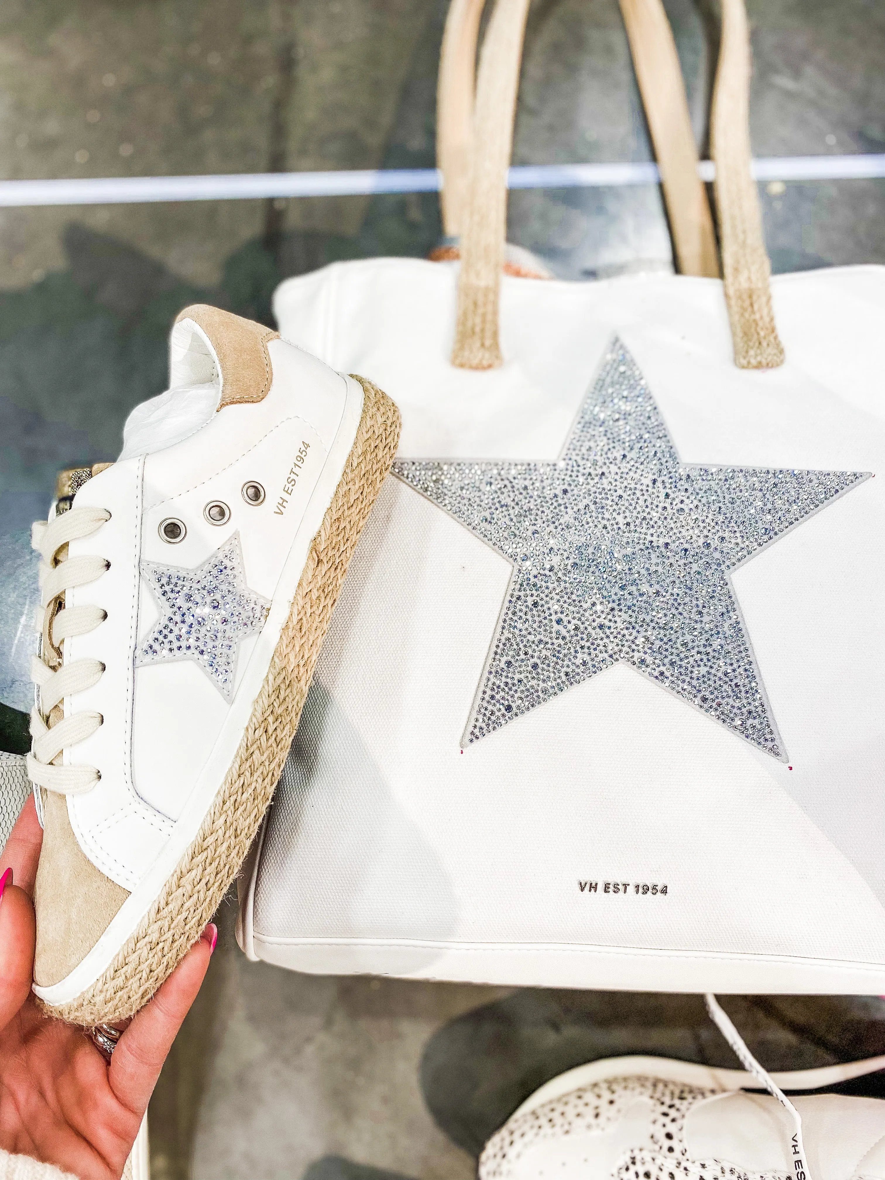 White/Camel Wicker Look Bag