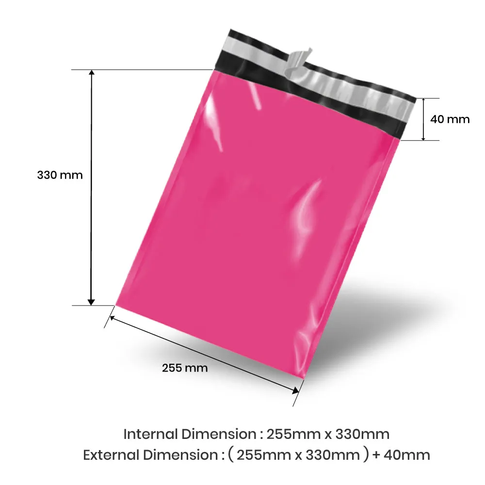 Wholesale 10,000pcs 255mm x 330mm   40mm Poly Mailing Courier Satchels - Pink