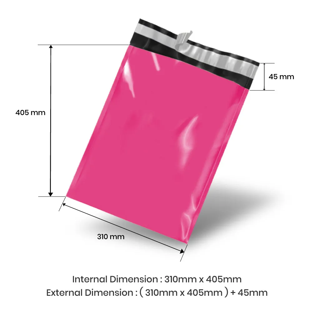 Wholesale 10,000pcs 310mm x 405mm   45mm Poly Mailing Courier Satchels - Pink