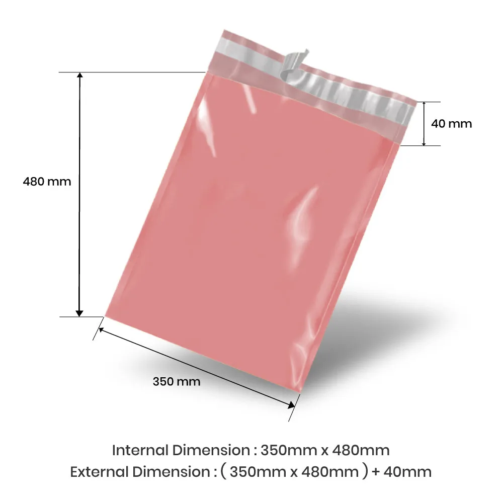 Wholesale 10,000pcs 350mm x 480mm   40mm Poly Mailing Courier Satchels - Light Pink