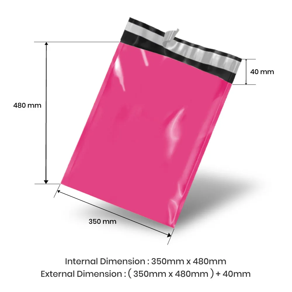 Wholesale 10,000pcs 350mm x 480mm   40mm Poly Mailing Courier Satchels - Pink